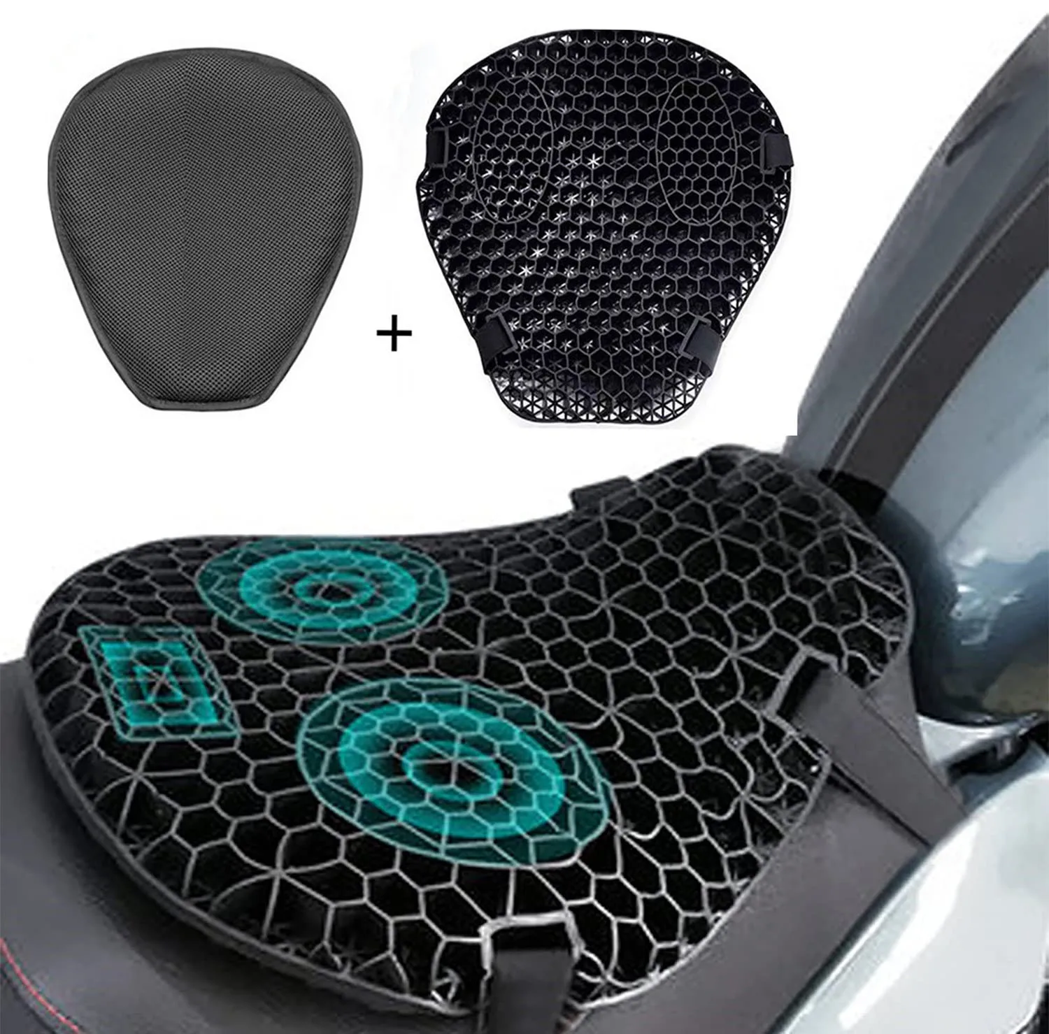 Cojíndeasientoparamotocicletaconabsorcióndeimpactos,geldedescompresión,panaldeabeja3D,cómodoyuniversal.-AliExpress
