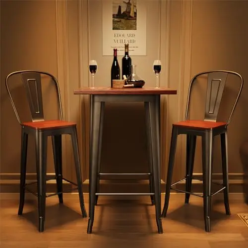 3 Piece Bar Table and Chairs Set for 2