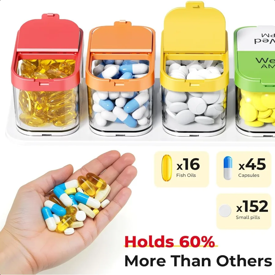 Portapillole settimanale extra large Portapillole XL 7 giorni Am Pm Jumbo Organizzatore di medicinali 2 volte al giorno per contenere vitamina medica quotidiana