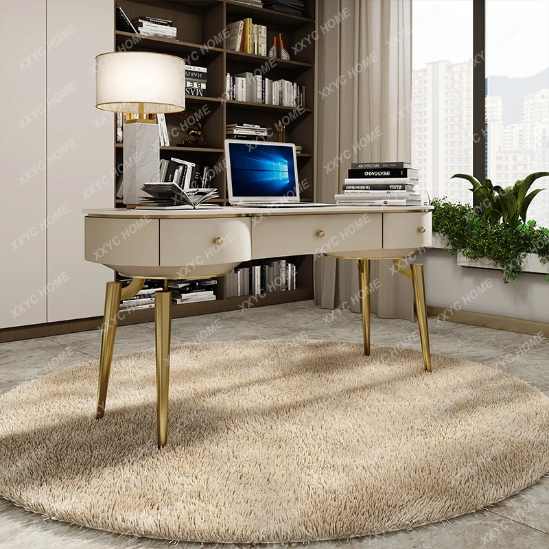Light Luxury Desk and Chair Set Boss Office Desk Modern Minimalist High-end Feel Rock Board Computer Desk