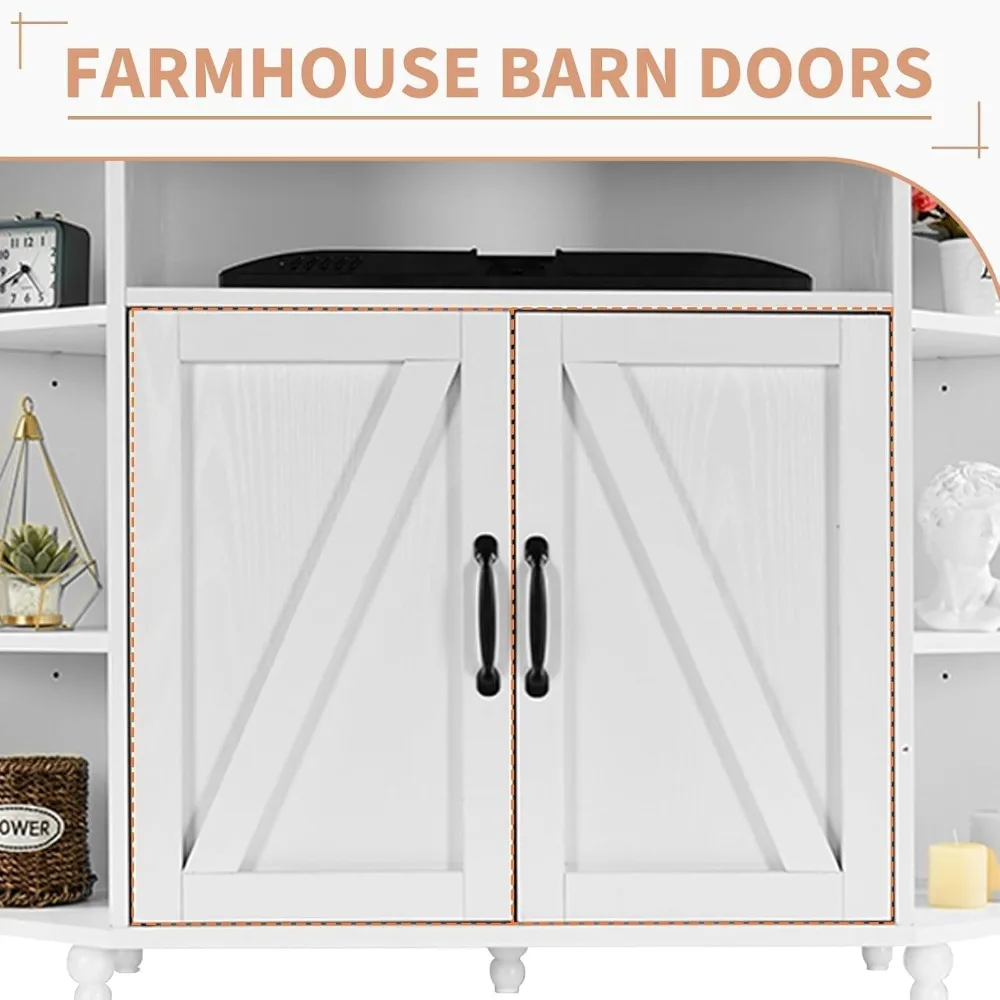 Suporte de TV de canto para TV de 50 polegadas, centro de entretenimento de canto com luzes LED e prateleiras ajustáveis