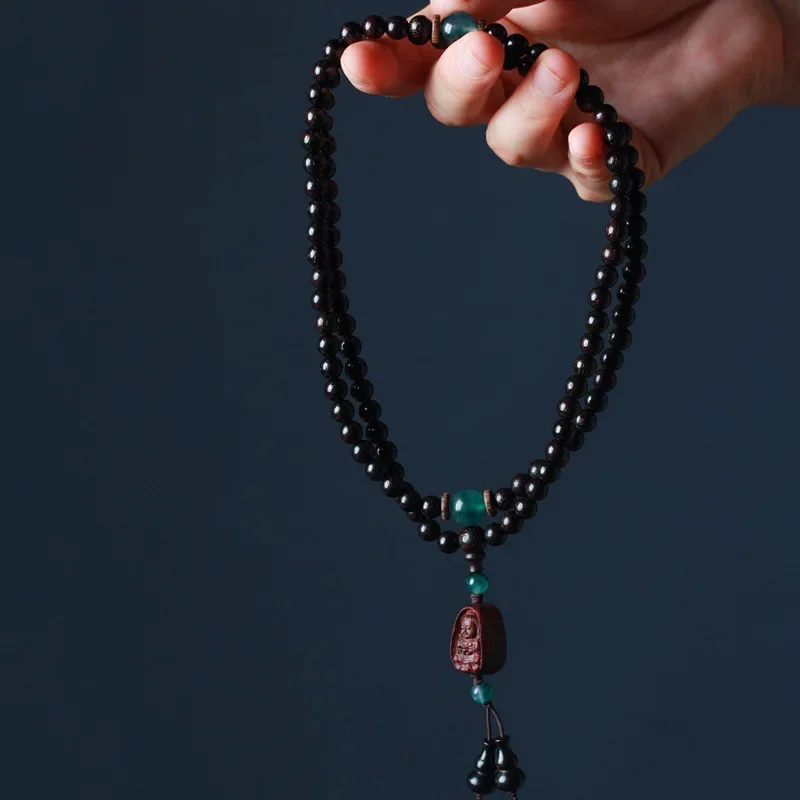 Zambian rosewood black pearl bracelet rosary 0.6*108 men's and women's buddhist beads handstring accessories wooden articles