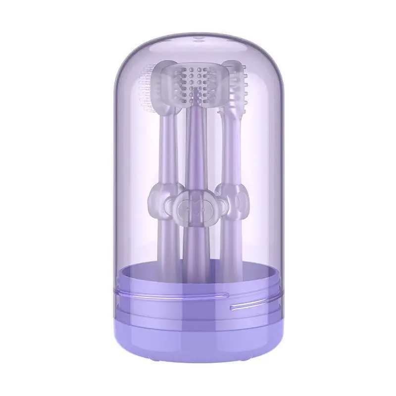 3Pcs Silicone Baby Toothbrush Wash Cup Oral Tongue Moss Cleaner Portable Travel Oral Care Tool Set
