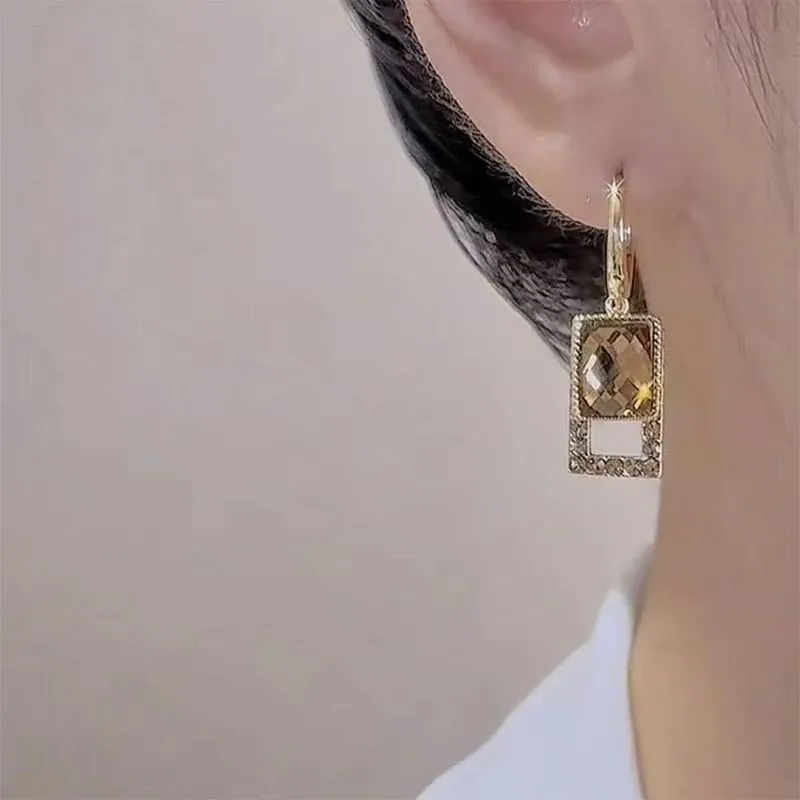 Pendientes de gota de circón de aguja de plata 925 para mujer, joyería de moda coreana, nuevos pendientes de lujo Vintage de Color dorado, 2024