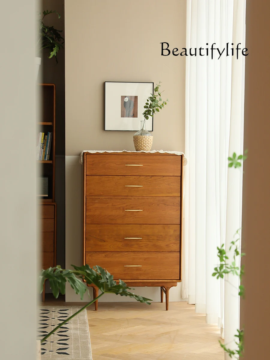 French Style Antique Chest of Drawers Household Minimalist Solid Wood Storage Cabinet