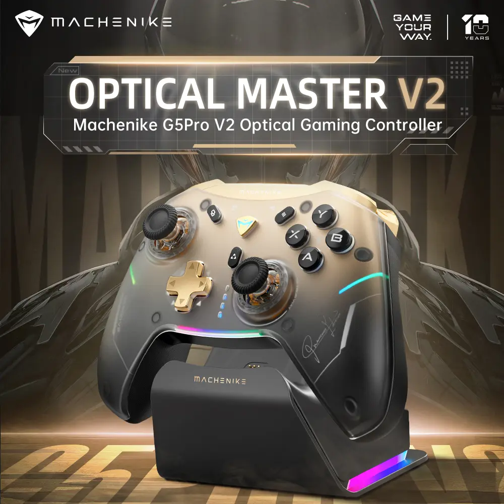 Machenike g5pro v2 controlador de jogo final gatilho óptico botão abxy joystick permutável à quente resolução 4k para switch pc