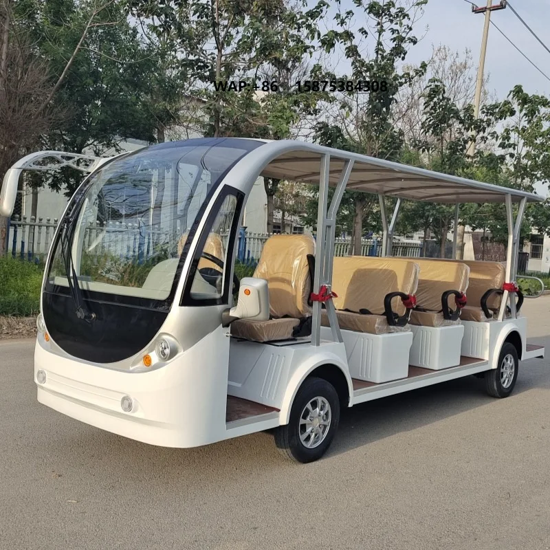 8-11-14-seat electric four-wheel sightseeing car, scenic tour bus, airport campus shuttle 3500W-5000W