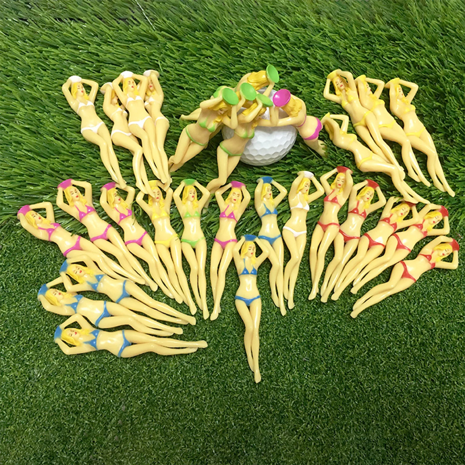 6Pcs Funny Bikini Model Novelty Tees Golf Practice Accessories (Random Color)