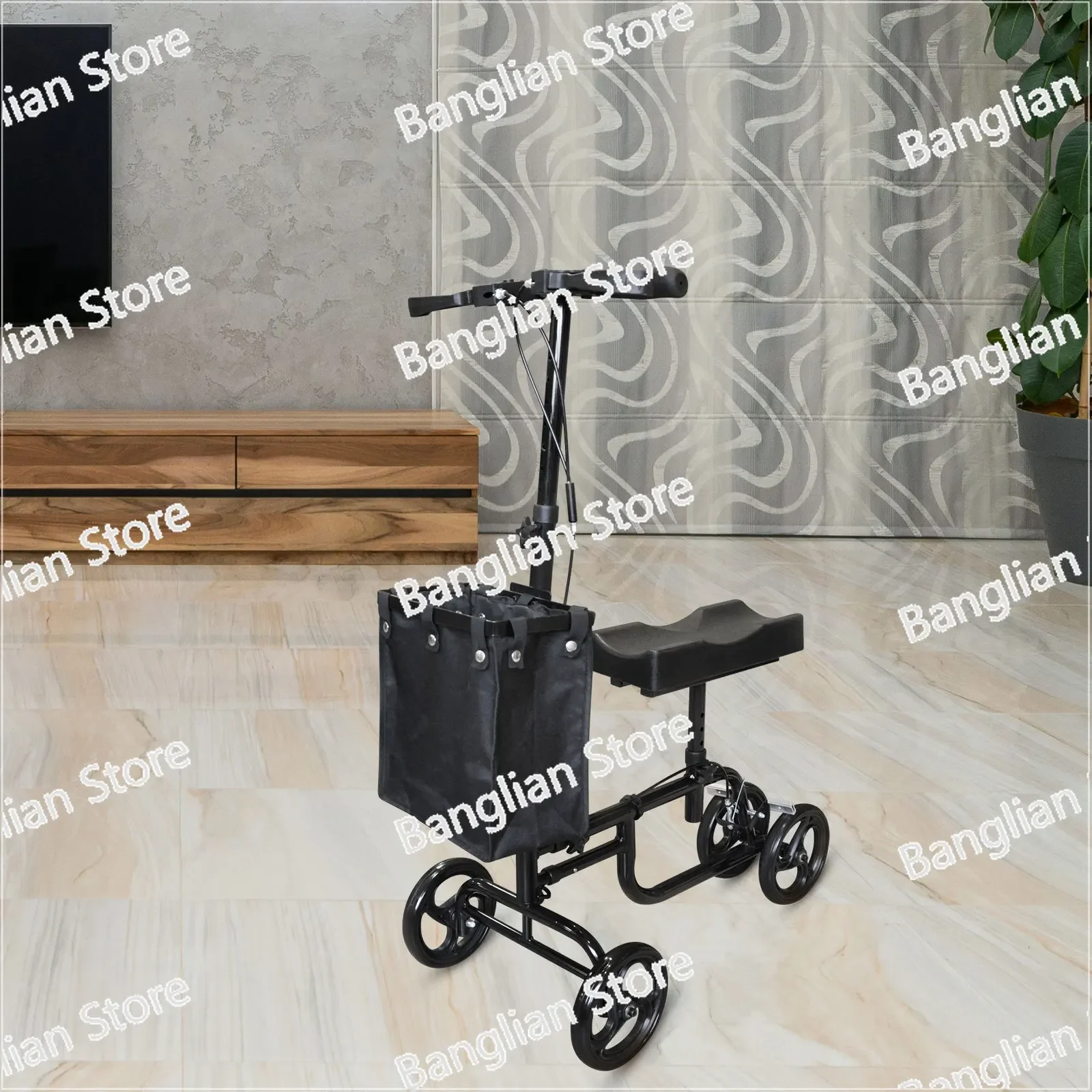 Elderly knee car quad wheel walker ankle injury with wheeled crutches handrail disabled kneeWalker