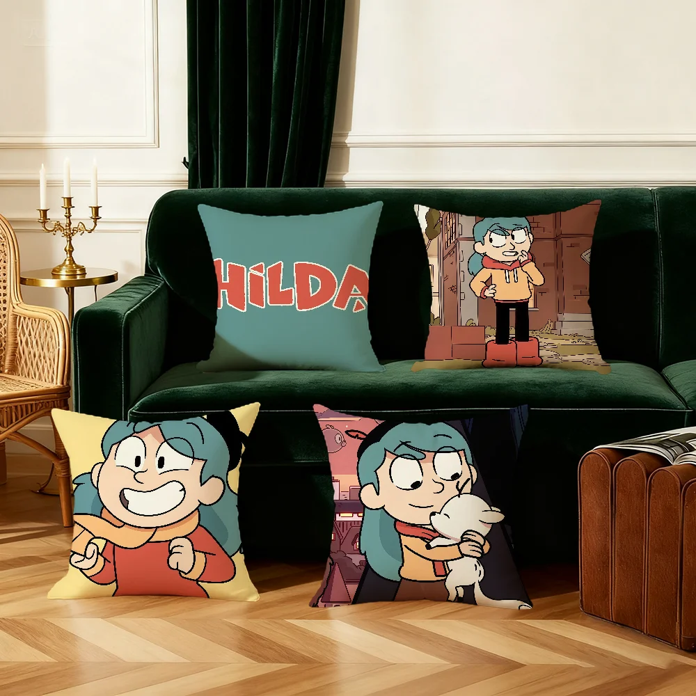 H-hilda-a cute cushion cover Bedroom Sofa Decorative home Car portable Cushion Cover With Zipper Soft pillowcase