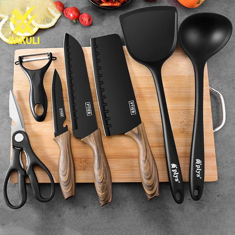 BAKULI Kitchen knife set combination, 5-piece set/10 piece set, to meet kitchen needs