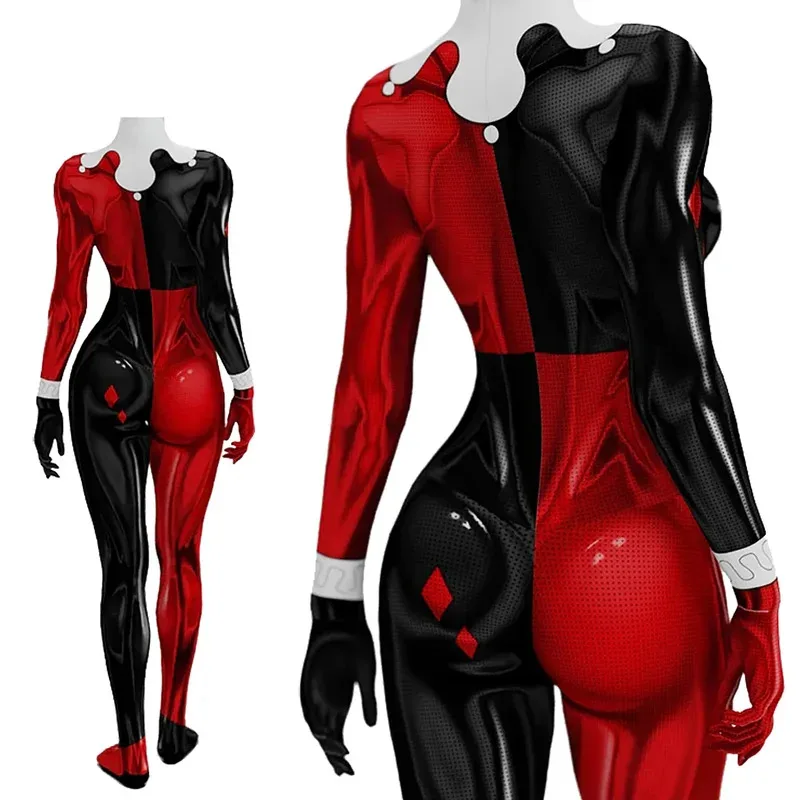 

CySuicide Harley Cosplay Squad Girls Quinn Costume Superhero Woman Bodysuit 3D Printed Spandex Zentai Outfit Halloween Costume