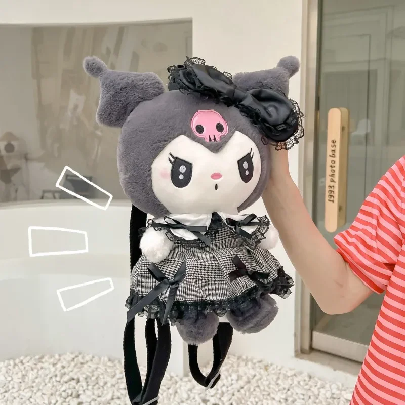 Sanrio Kuromi Melody Plush Doll Backpack New Cute Skirt Kuromi Doll Bag Cartoon Cartoon Soft Bag Large Capacity Bag Girl Gift