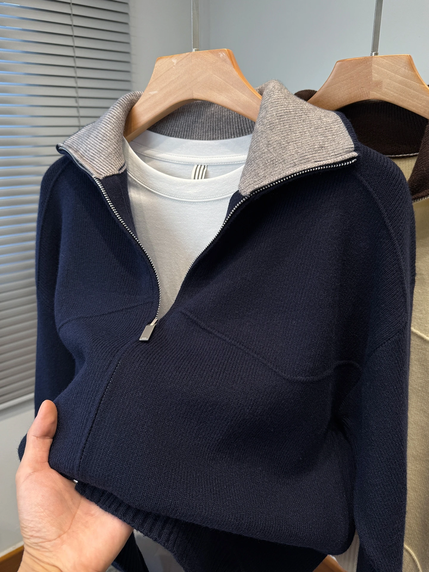 

Мужской свободный вязаный кардиган на молнии с длинными рукавами в корейском стиле для осени и зимы, повседневная модная верхняя одежда