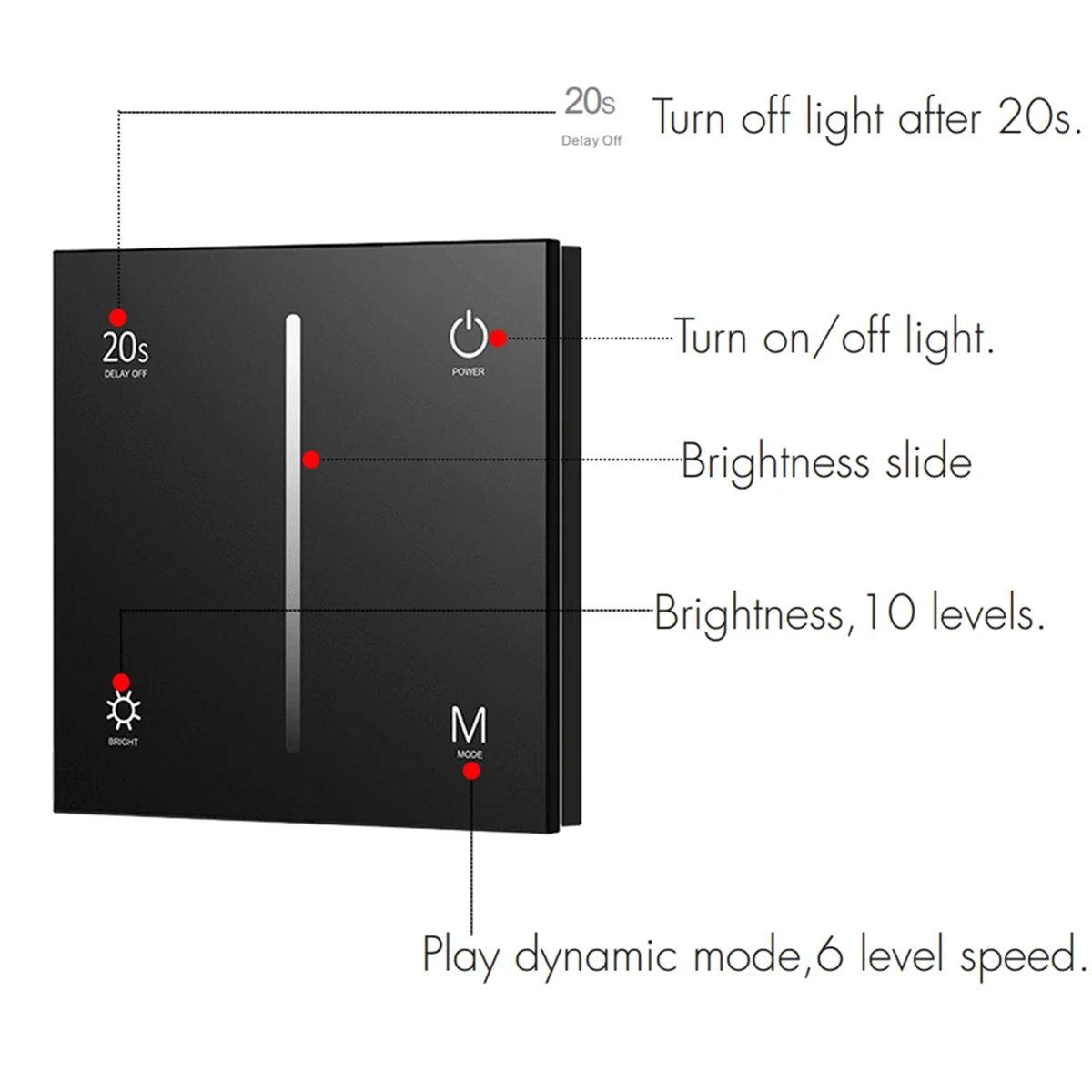 

AC Triac Dimmer Ultra Sensitive High Strength Glass Touch 86Panel Fade Mode for AC110V 230V Dimmable LED Lamps Dimming,B