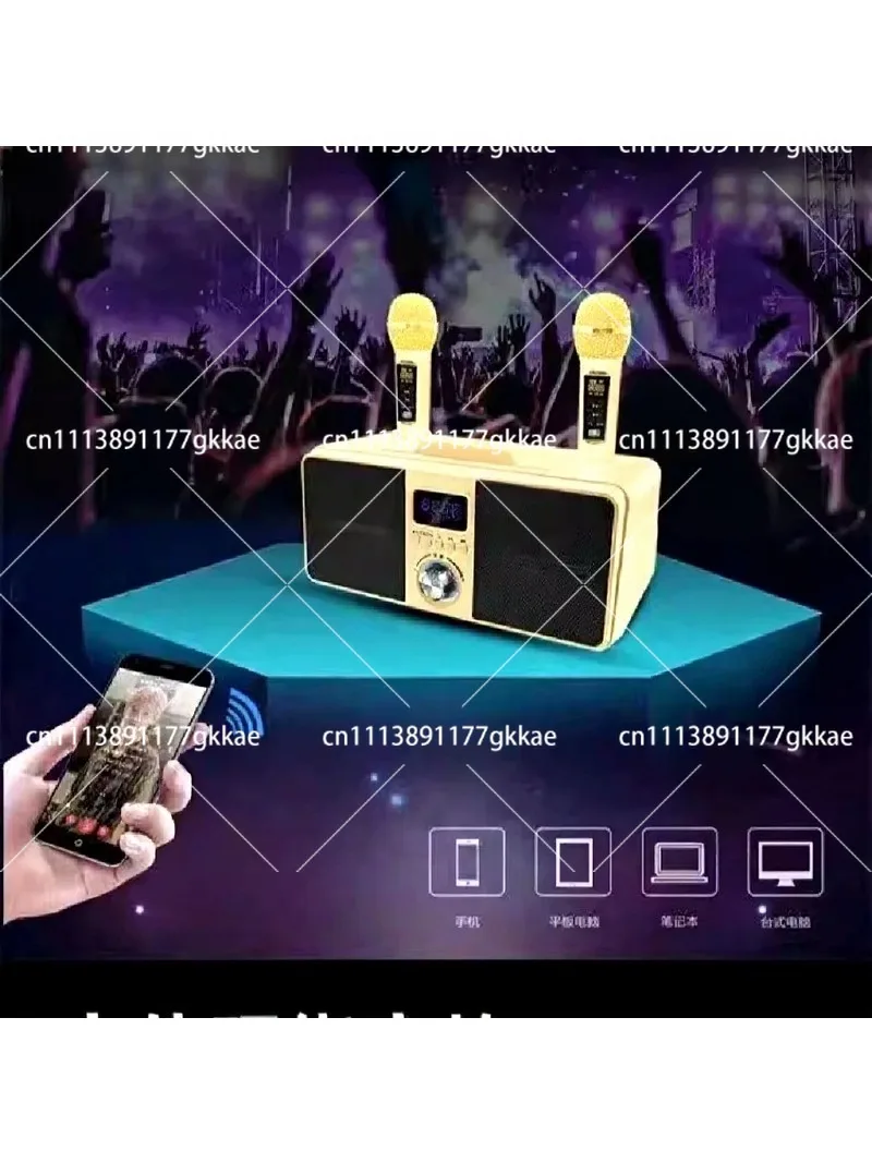 Dual Microphone Home Karaoke Speaker 3D Surround Subwoofer Wireless Singing Bluetooth Speaker