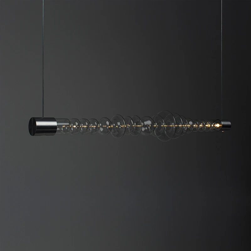 

Modern Simple Long Strip Glass Chandelier Living Room Kitchen Island Dining Table Hanging Lamps Indoor Lighting Hanging Fixture