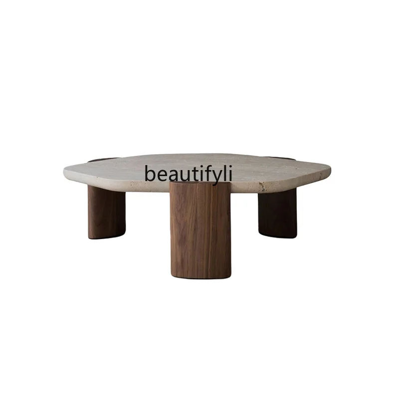 

Nordic Black Walnut Creative Coffee Table Natural Cave Stone Low Table Designer Tea Table