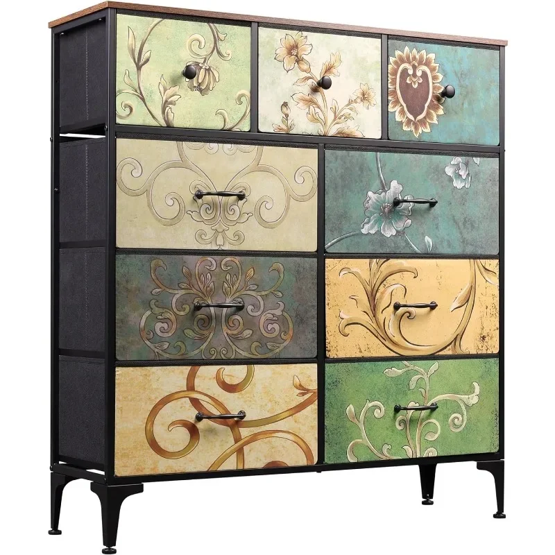 9-Drawer Fabric Dresser for Bedroom - Tall Dresser Organizer with Stylish Fabric Drawers - Bedroom Furniture Storage Chest