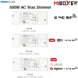 MiBoxer 500W AC Triac Dimmer Push Switch TRI-PR 2.4G TRI-PW WiF i+ 2.4G RF + Push TRI-PZ Zigbee 3.0 +2.4G RF + Push AC 110V 220V