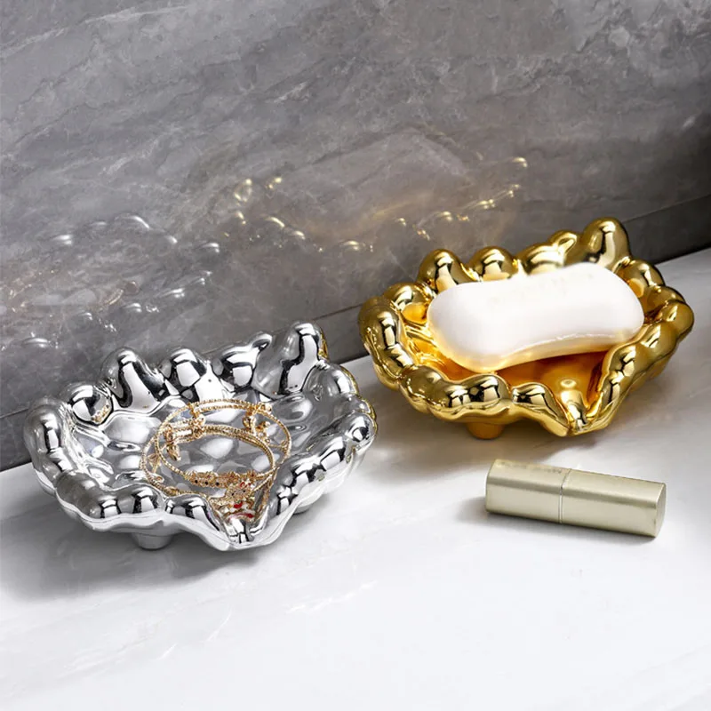 Cloud Shape Soap Box Bathroom Draining Soap Dish Light Luxury Soap Holders for Bathroom Washbasin Countertop