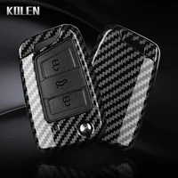 3 4 Buttons Carbon Fiber Car Key Case Cover For VW Volkswagen Golf 7 Tiguan MK2 For SEAT Ateca Leon FR 2 Ibiza For Skoda Octavia 3