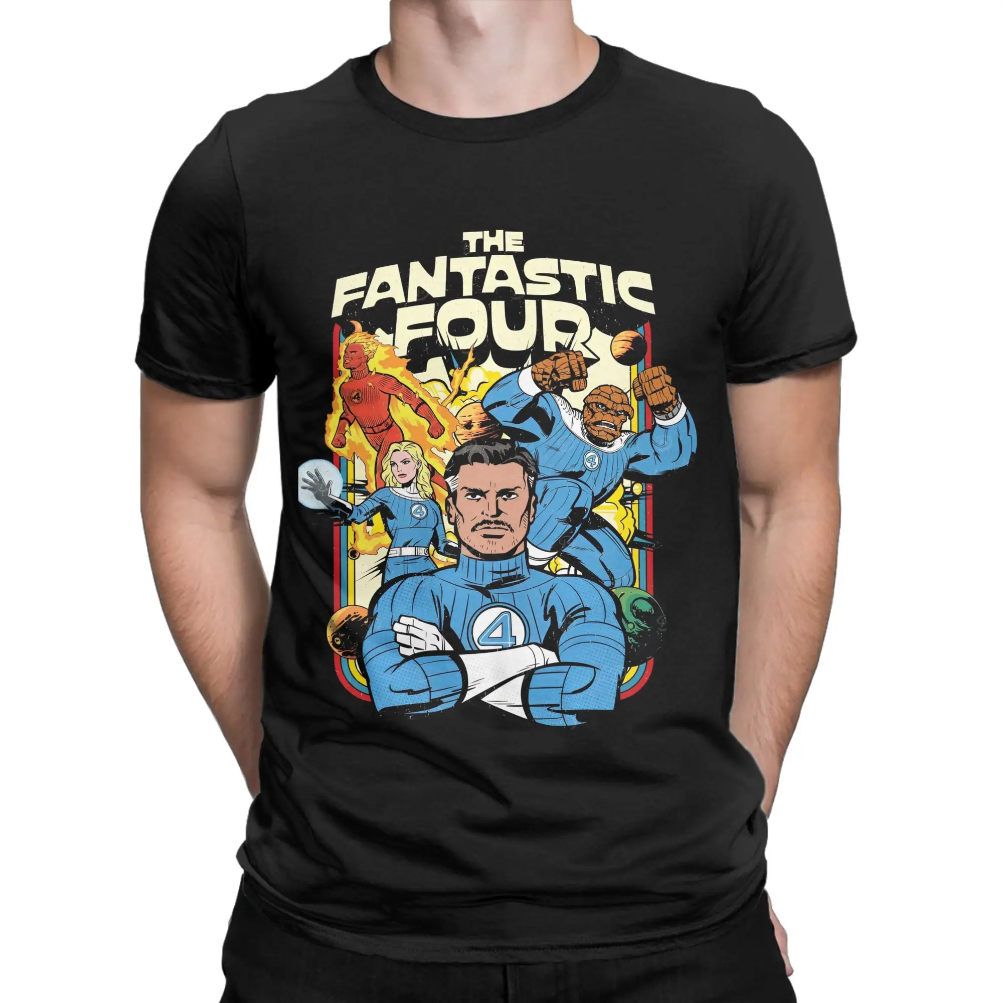 The Fantastic Four First Steps  Men's T Shirt  Novelty Tees Short Sleeve Round Collar T-Shirts Pure Cotton Summer Clothes