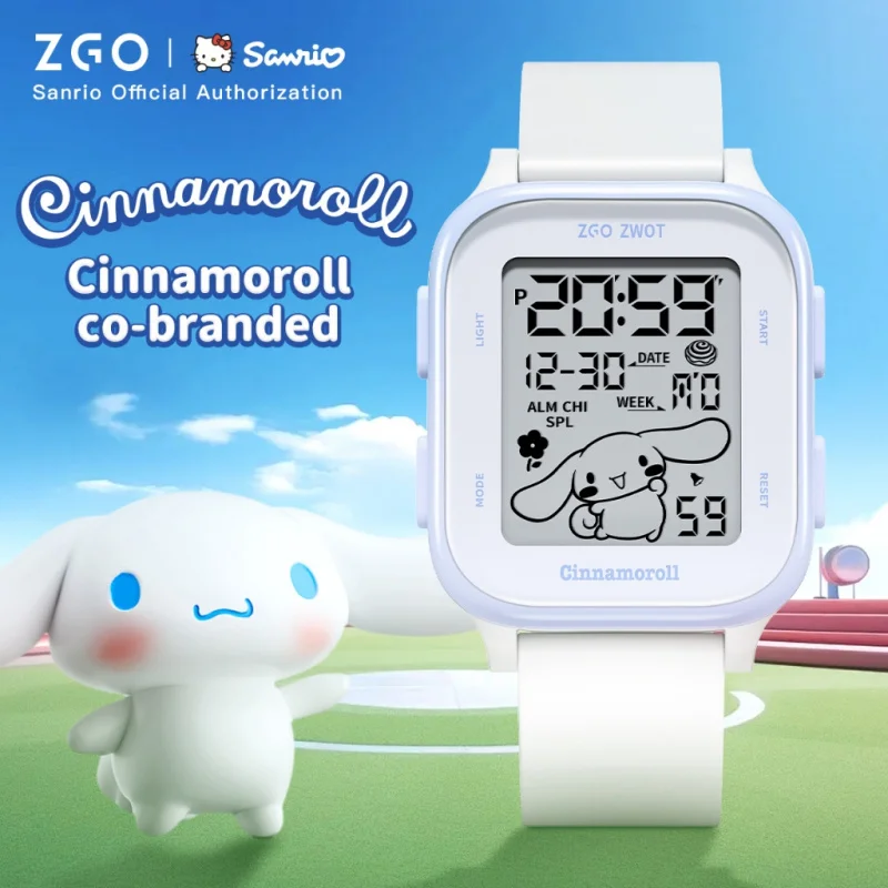 ZGO  Sanrio Cinnamoroll Kids watch For girls students Cute simple style Waterproof square digital electronic watch Gift 878