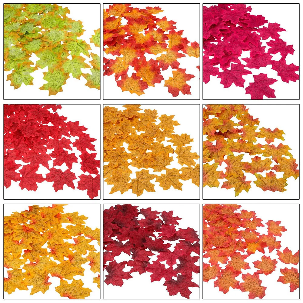 50pcs Artificial Silk Maple Leaves Fake Halloween Autumn Leaves Handmade Scrapbooking Autumn Fall Wedding Decor Thanksgiving