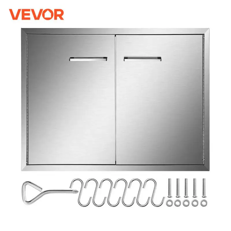 VEVOR Stainless Steel Double Kitchen Door Magnetic Gate W/ Hanging Hook Wear-resistant Cabinet Durable for BBQ Island Fireplace