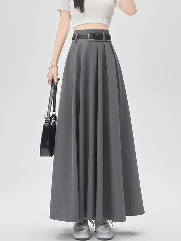 

Женская юбка-миди с высокой талией, А-силуэт, весна-лето, расклешенная, с пышным подолом, длинная юбка-клеш