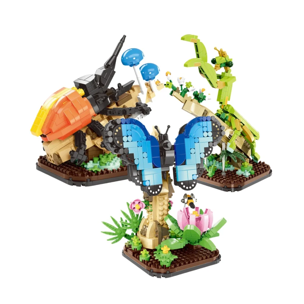 

Мир насекомых, город, творчество, животное, бабочка, богомол, жук, миниатюрные строительные блоки, игрушки, настольные украшения, кирпичи, подарки для детей