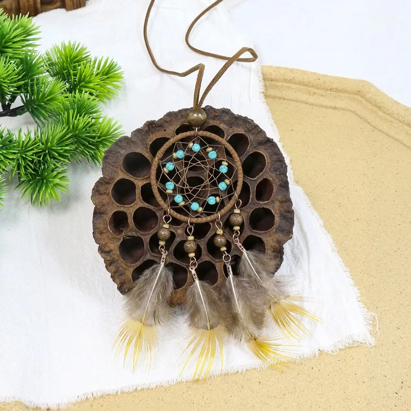 Bohemian Vintage Ethnic Style Feather Necklace Handmade Women Dream Catcher Necklace Long Accessories Choker Necklace