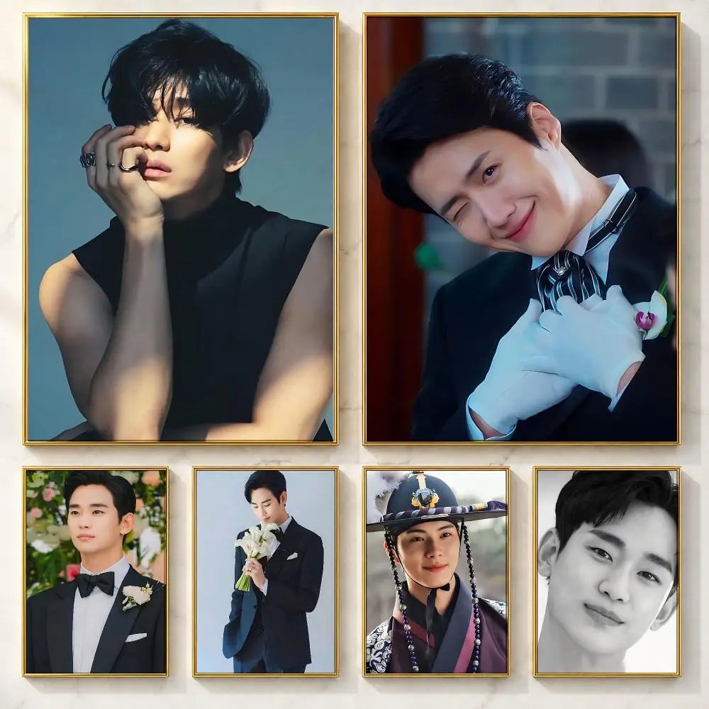 Actor K-Kim Soo-hyunS Poster Self-adhesive Art Poster Decoracion Painting Wall Art White Kraft Paper Home Decor