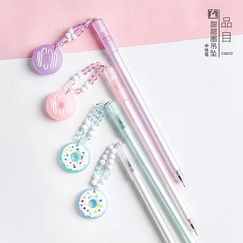 

48PCS Creative Neutral Pen Donut Modeling Soft Silicone Fountain Pen Black Simple Fresh Cute Cartoon Primary School Children