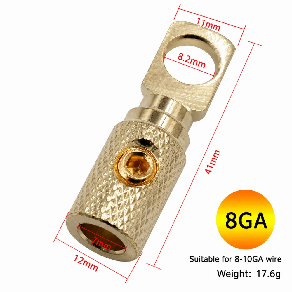 High Quality O-Type Car Audio Connector 0GA 4GA 8GA Brass Amp Input Reducer Power Supply Reducer