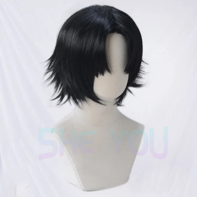 Men's Black Synthetic Hunter X Hunter Captain Chrollo Lucilfer Wigs Short Cosplay Costume Wigs Halloween Party Play Role