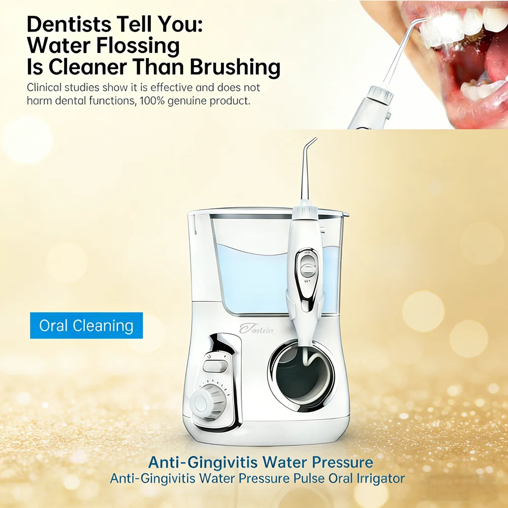 

800ML Electric Dental Irrigator Desktop Water Flosser 10 Modes 5 Jet Tips Professional Oral Care Teeth Cleaner