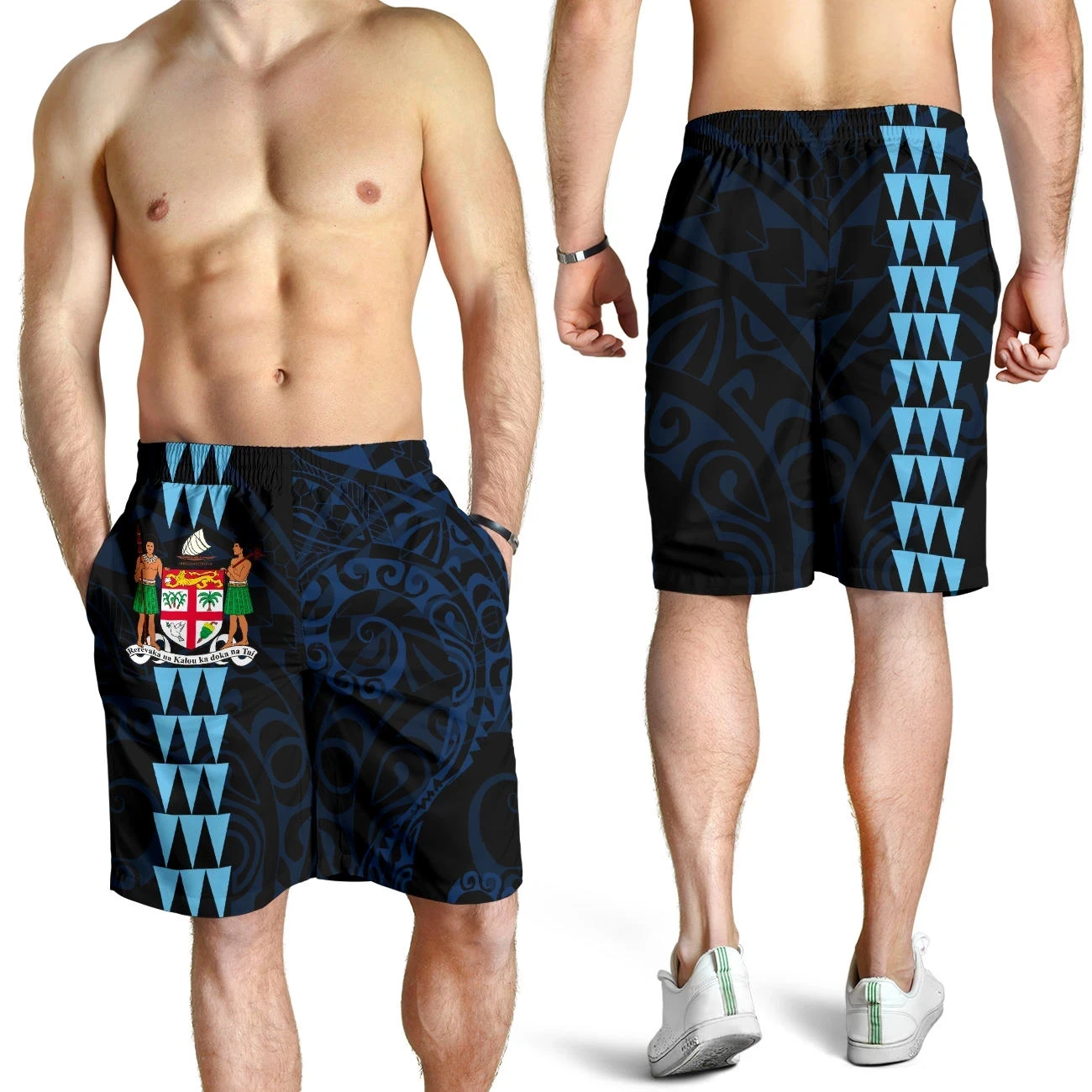 Fiji Flag Graphic Beach Shorts For Men FIJI 3D Printed Board Shorts Summer Casual Vacation Short Pants Loose Surf Swim Trunks