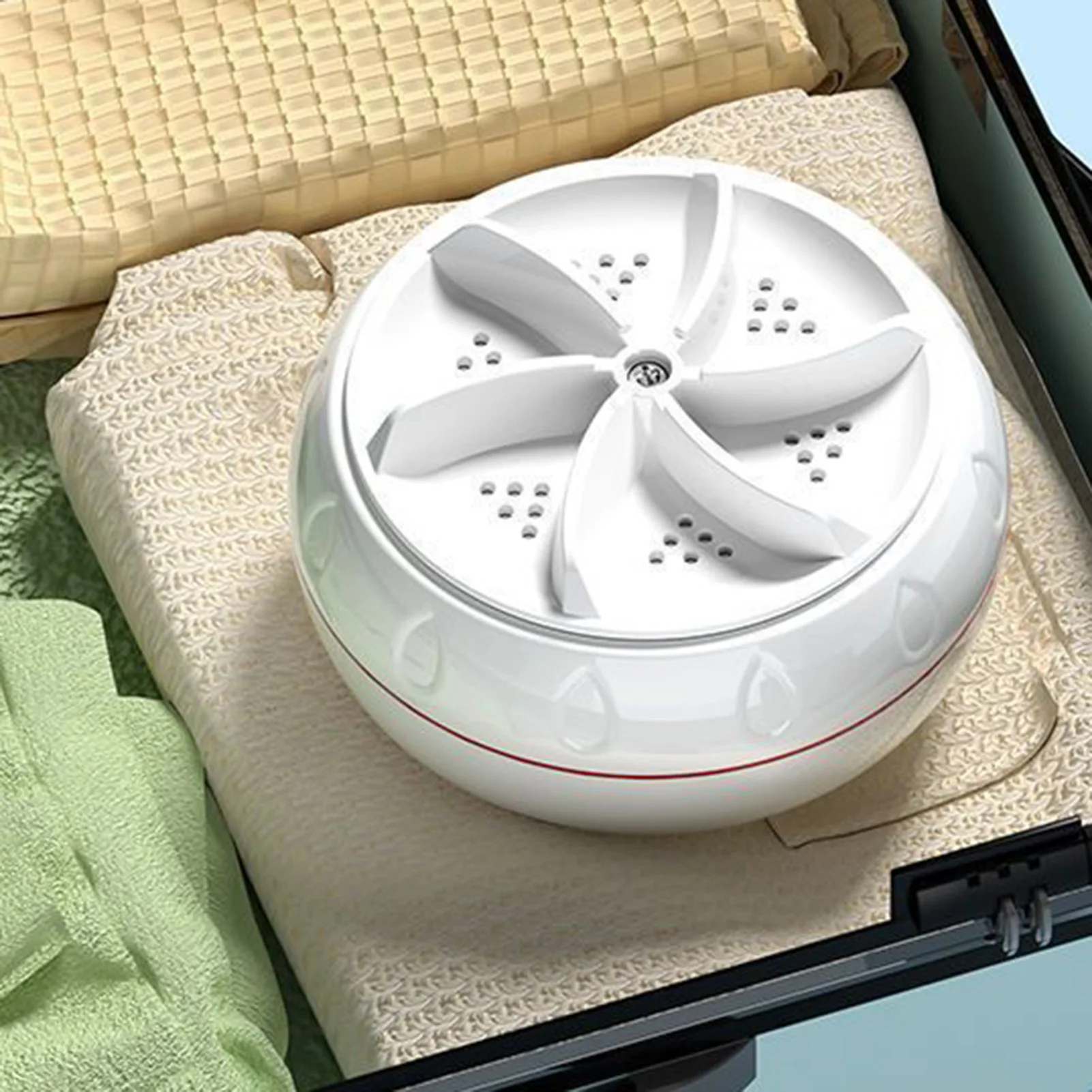 Mini Turbine Washing Machine Convenient Carry with Suction Cup Design for Light Clothes Underwear Socks