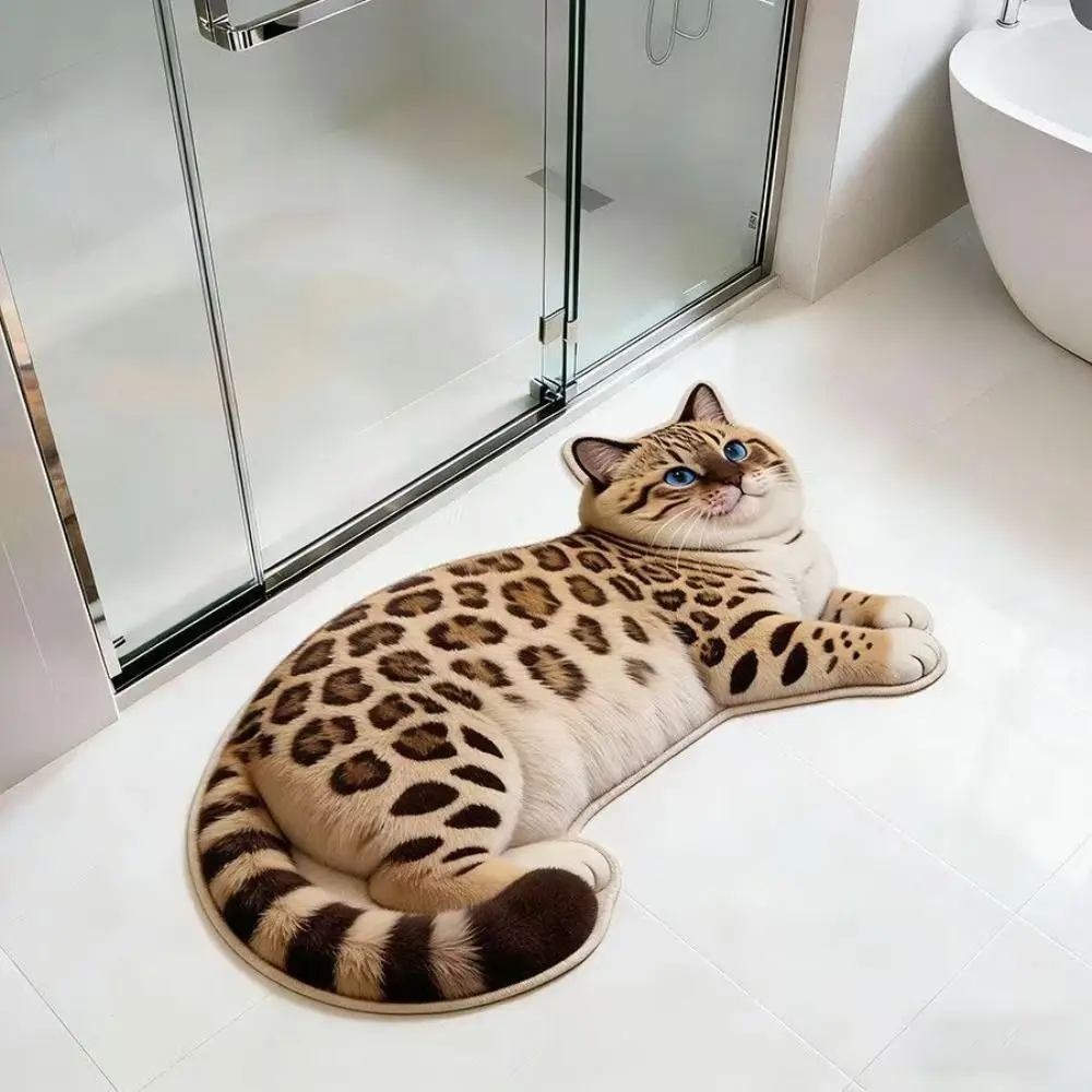 36*60cm Cute Cat Floor Mat Ragdoll/Cow Cat Water-absorbing Bathroom Carpet Soft Non-slip Bedroom Door Small Rug Table Bedside