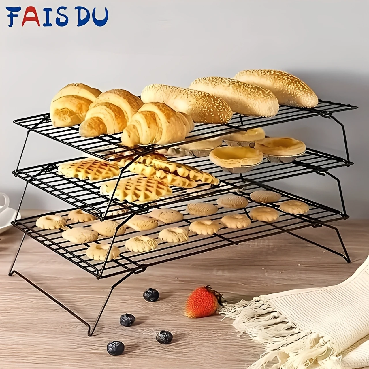 

Подставка для выпечки FAIS DU из нержавеющей стали, штабелируемая, с антипригарным покрытием, прочная и легко очищаемая, охлаждающая подставка для печенья и тортов, инструменты для выпечки