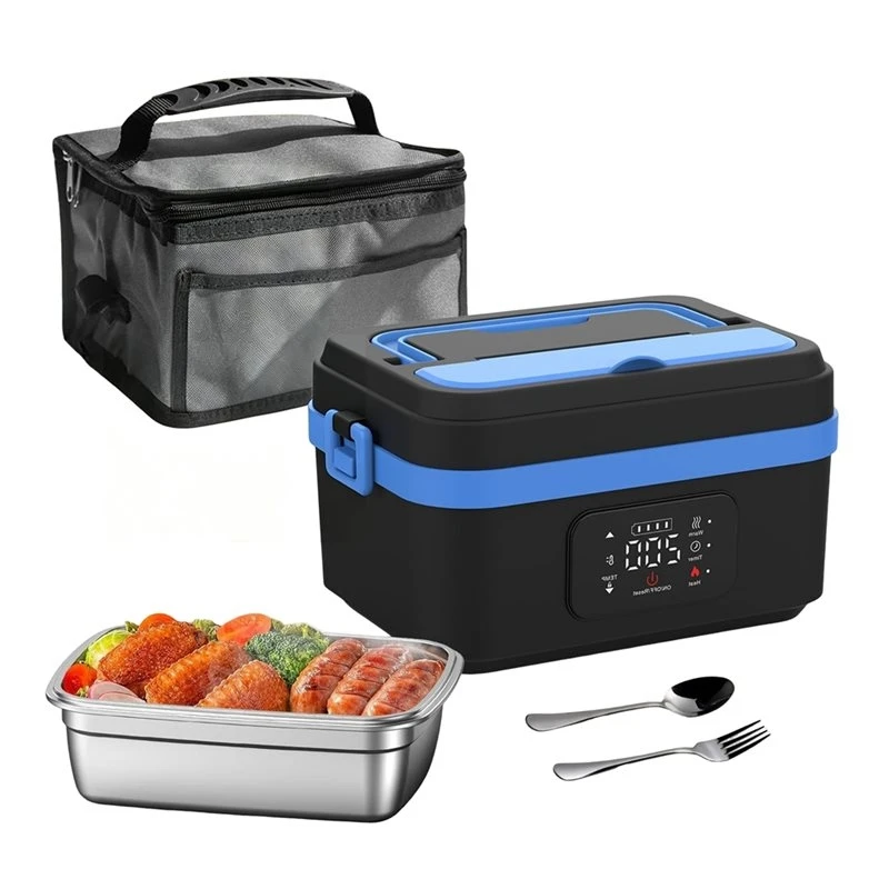 M12K-Self-Heating Cordless Electric Lunch Box 60W Rechargeable Heating Food Warmer For Office Car For Travel