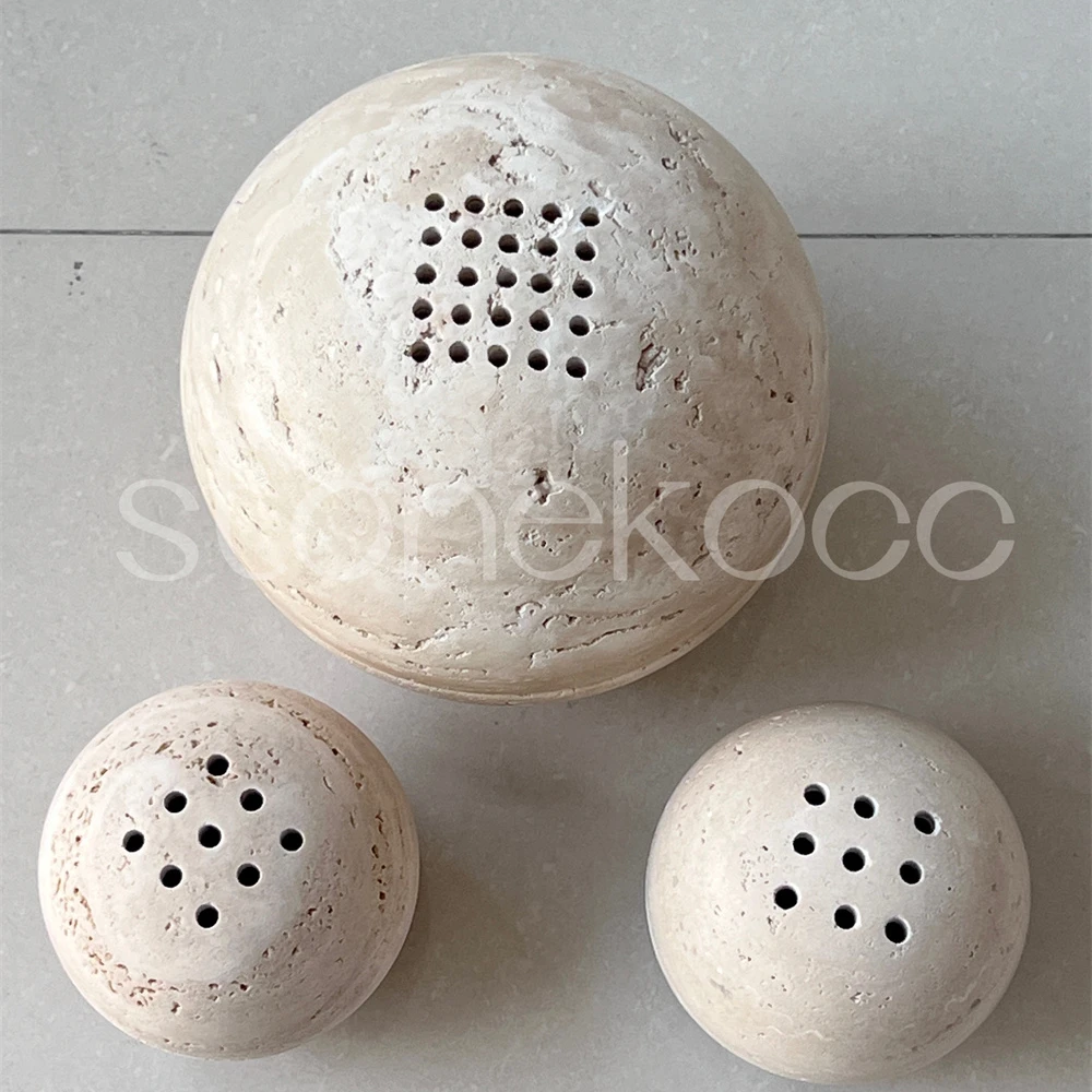 D18CM Big Travertine Stone Incense Burner 25 Hole Marble Combustion Diffuser Large Aromatherapy Stove Decoration