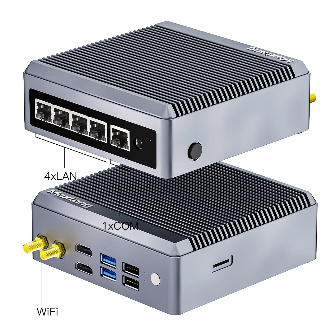 

Industrial Fanless PC Aluminum Case Intel J6412 CPU DDR4 RAM M.2 2280 SSD 4 LAN Mini PC With Windows 11 WIFI6 BT5.2