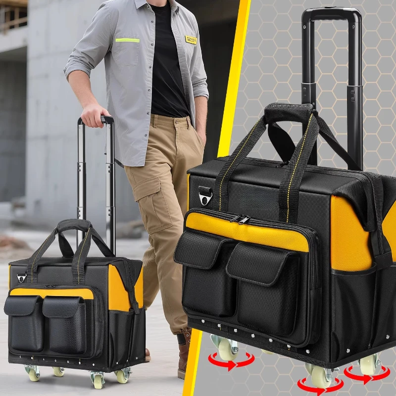 Perangkat Perkakas Multifungsi Profesional Dengan Roda, Ransel Elektrik Portabel, Troli Perkakas untuk Lokasi Konstruksi Listrik