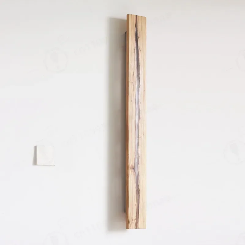 Vertical Split Wood Wall Lamp Natural Solid Wood Wabi Sabi Crack Design Bedside Nordic Strip Light Creative Home Decor
