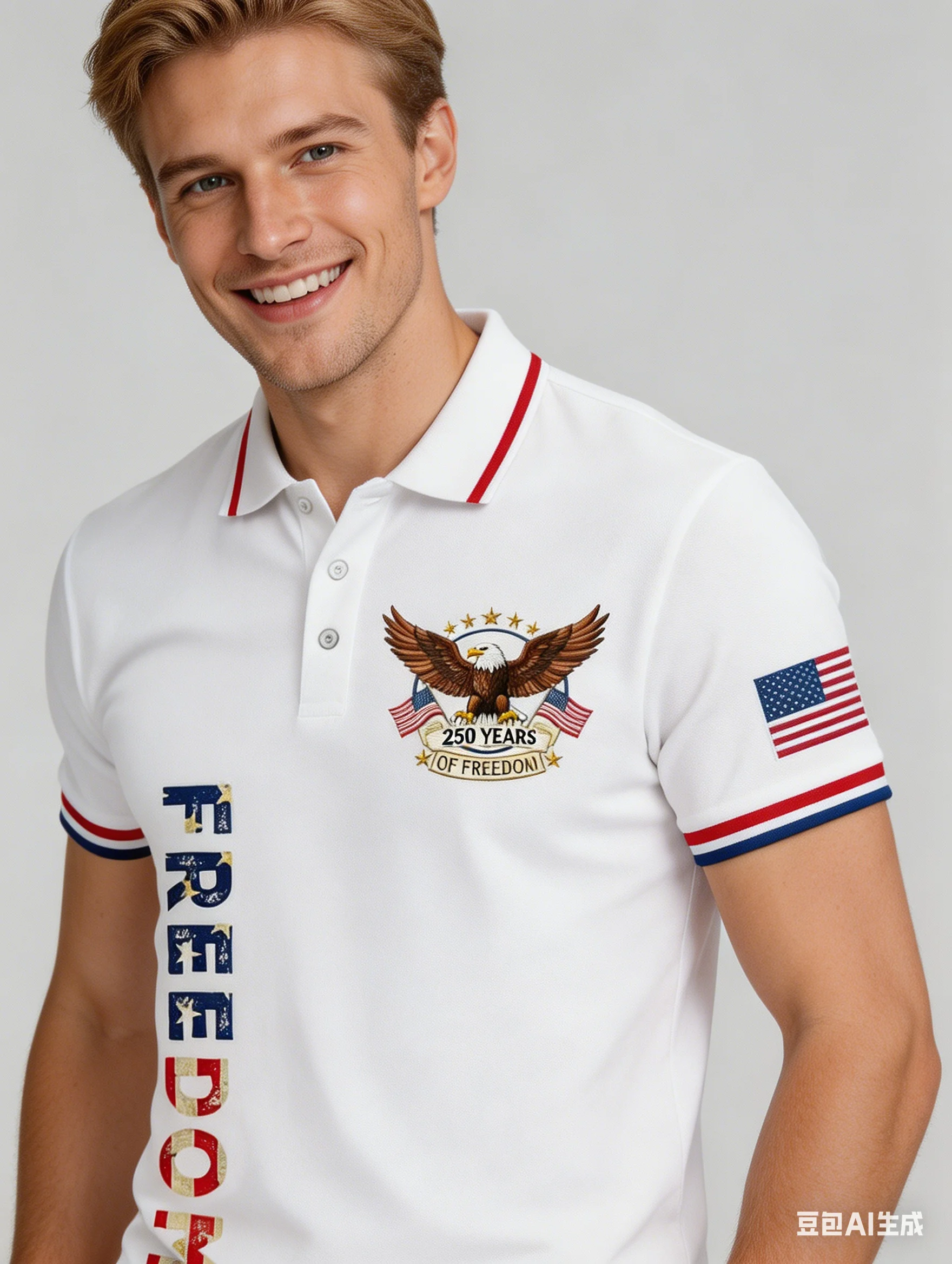 Men's USA 250th Anniversary Polo Shirt 3D Print Bald Eagle Patriotic Short Sleeve Casual Breathable Top
