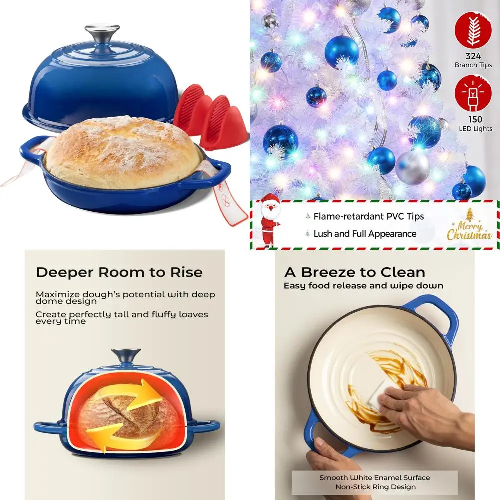 

Эмалированная чугунная голландская печь для хлеба, круглая кастрюля на 5 литров с купольной крышкой для выпечки на ударе и многого другого