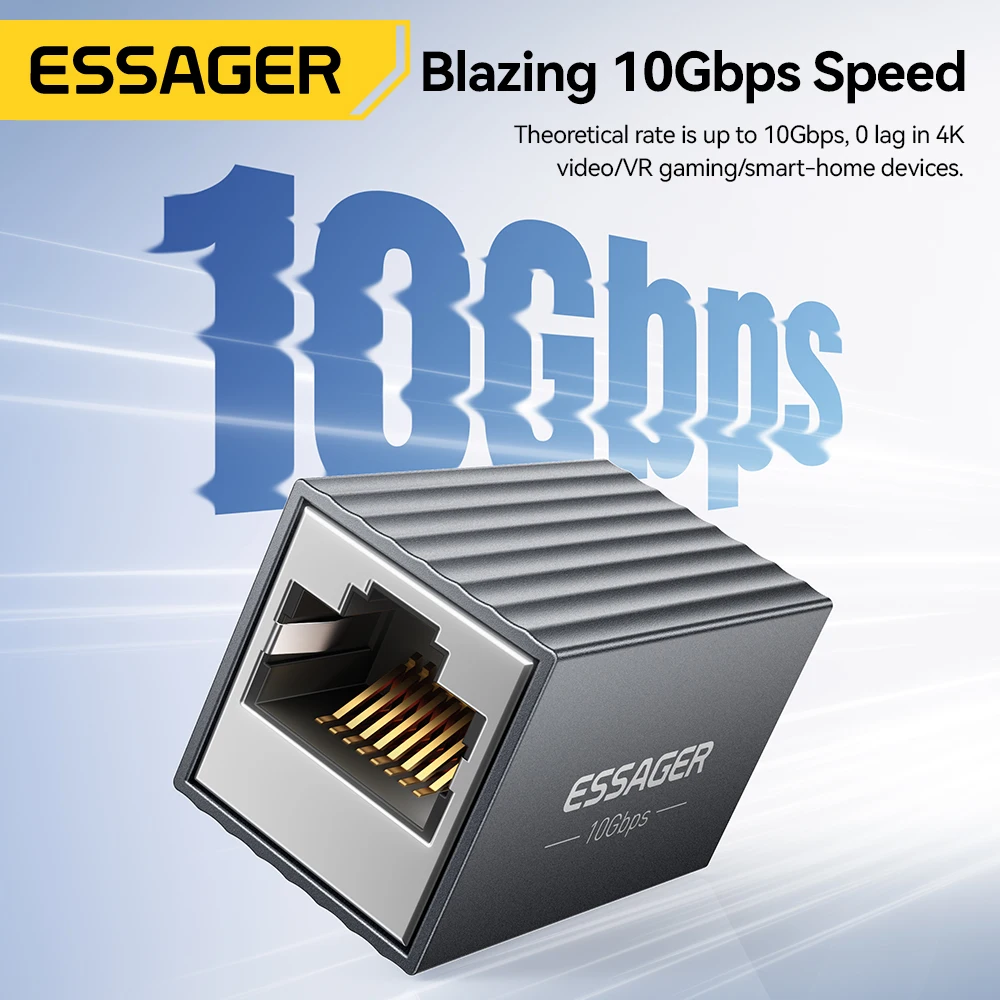 Essager 10Gbps RJ45 Connector Ethernet Coupler Adapter Female to Female for Cat8 Cat7 Cat6 1000Mbps Network Extender